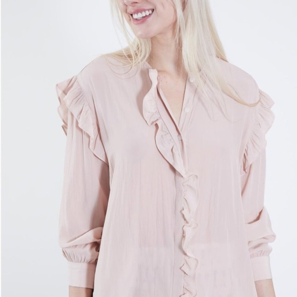 KOCH pale pink Iris ruffle long sleeve top